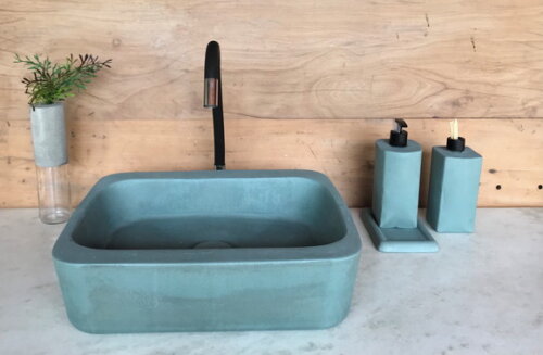 Cuba Retangular Concreto (42 x 34 x 12cm)-azul