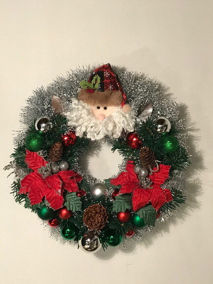 GUIRLANDA DE NATAL PRATEADA COM PAPAI NOEL-CONSULTE ANTES