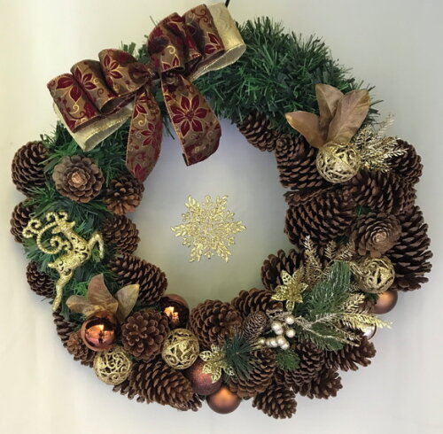Guirlanda Natal Dourada Bronze e Vinho-consulte Antes