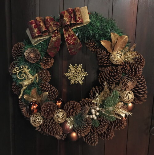 Guirlanda Natal Dourada Bronze e Vinho-consulte Antes