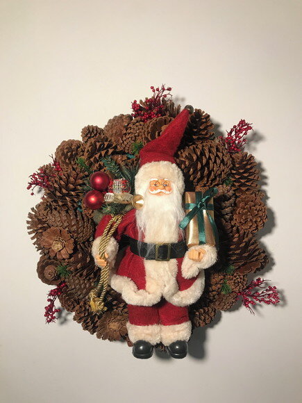 Guirlanda Natal-pinhas Naturais+papai Noel Grande- Consulte