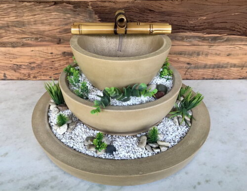 Jardim Zen com Fonte Bege (7 Peças) - Sob Encomenda
