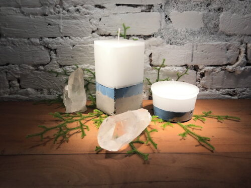 KIT 2 VELAS - RETANGULAR + REDONDA - HORTÊNSIA AZUL