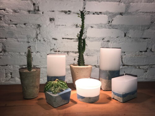 KIT 2 VELAS - RETANGULAR + REDONDA - HORTÊNSIA AZUL