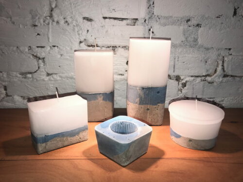 KIT 2 VELAS - RETANGULAR + REDONDA - HORTÊNSIA AZUL