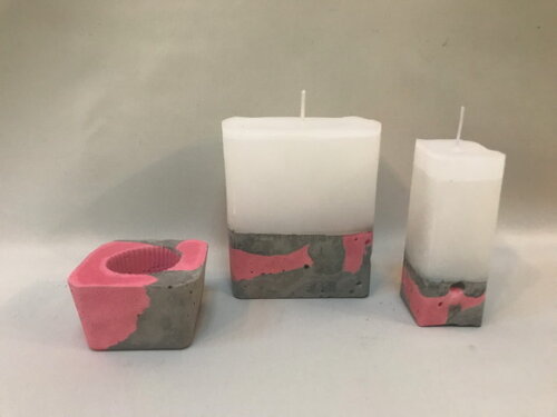 KIT 2 VELAS + 1 CACHEPÔ - ROSA DO MARROCOS