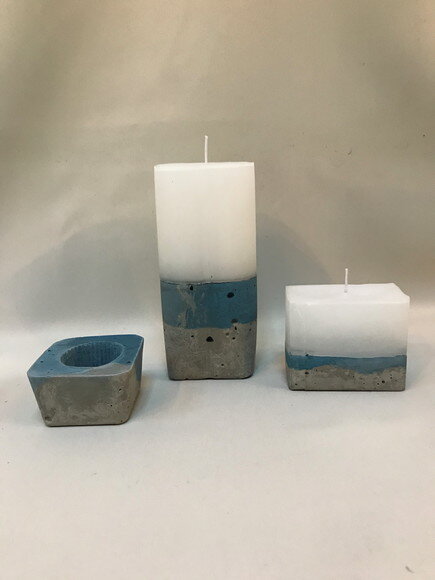 KIT 2 VELAS + 1 CACHEPÔ - HORTÊNSIA AZUL
