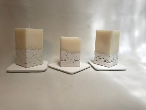 Kit 3 Velas Grandes com Base - Cimento Branco/cera de Soja