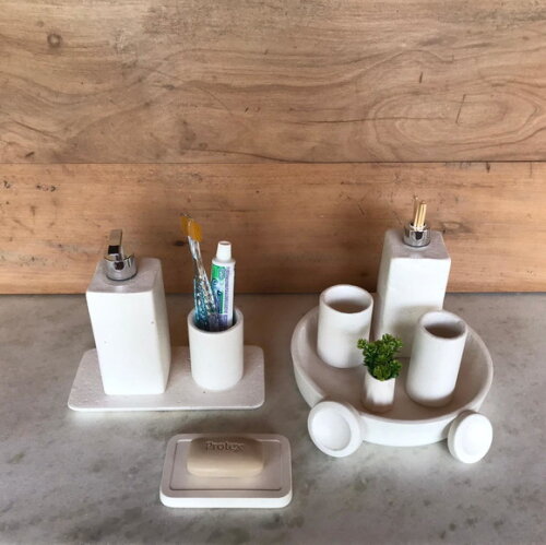 Kit 9 Peças Cimento Branco p/ Banheiro - Pronta Entrega