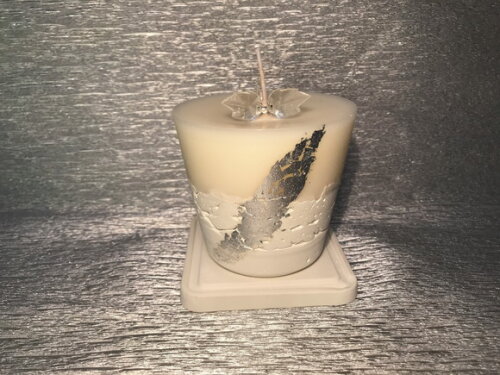 Vela Decorativa-cimento Branco/cera de Soja / Pavio Decorado
