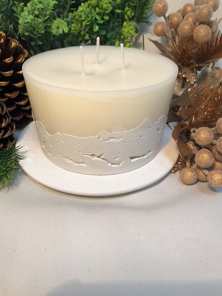 Vela Decorativa-cimento Branco/cera de Soja com Base