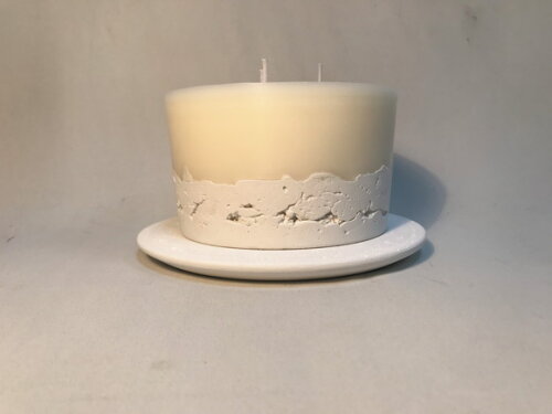 Vela Decorativa-cimento Branco/cera de Soja com Base