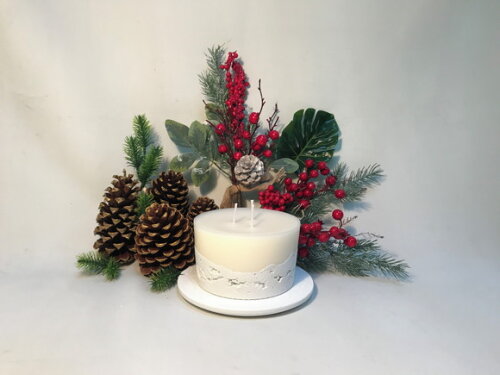 Vela Decorativa-cimento Branco/cera de Soja com Base