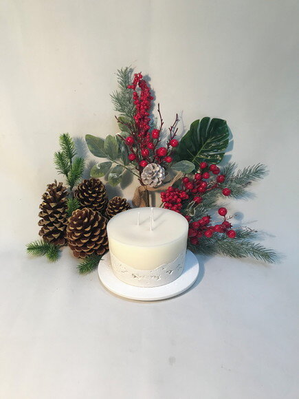 Vela Decorativa-cimento Branco/cera de Soja com Base