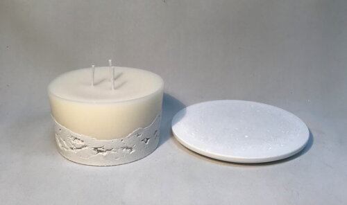 Vela Decorativa-cimento Branco/cera de Soja com Base