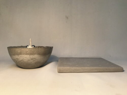 VELA NO BOWL DE CIMENTO COM GLITER /CERA DE SOJA/DECORADA