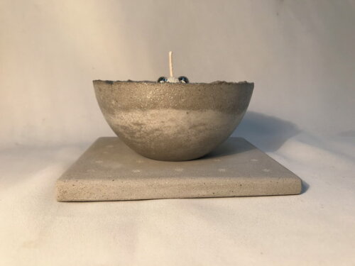 VELA NO BOWL DE CIMENTO COM GLITER /CERA DE SOJA/DECORADA