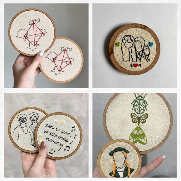 Bordado em Bastidor de mdf - Personalizado (16cm)