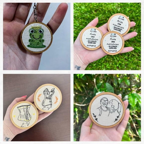 Bordado em Bastidor de mdf - Personalizado (8cm)