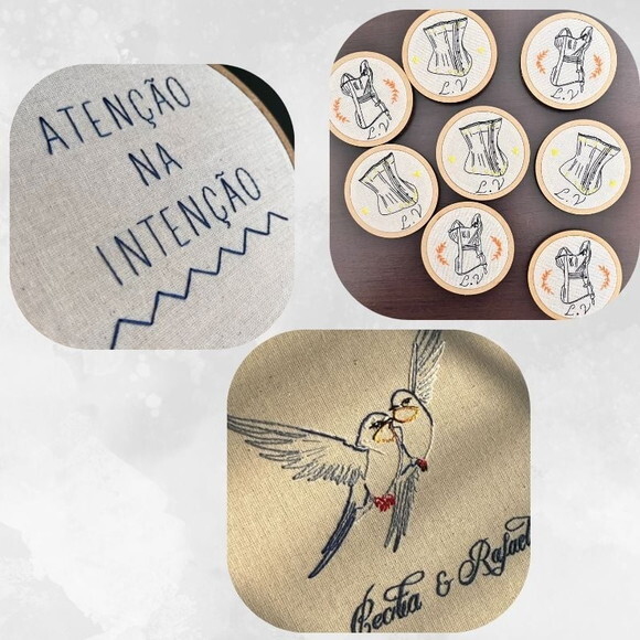 Bordado em Bastidor de mdf - Personalizado (18cm)