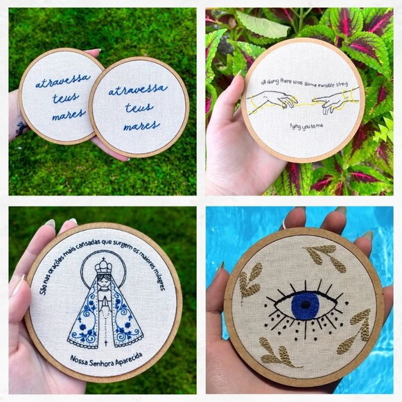 Bordado em Bastidor de mdf - Personalizado (8cm)