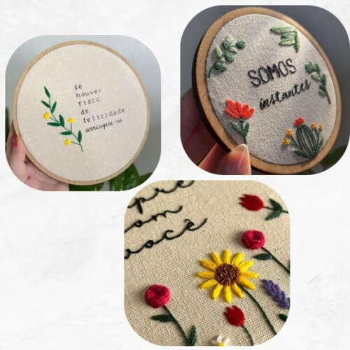 Bordado em Bastidor de mdf - Personalizado (10cm)