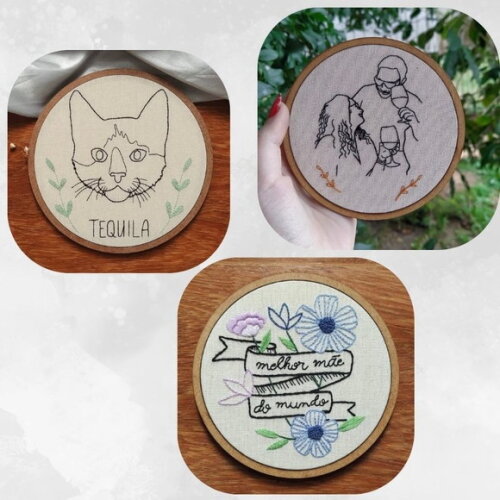 Bordado em Bastidor de mdf - Personalizado (14cm)