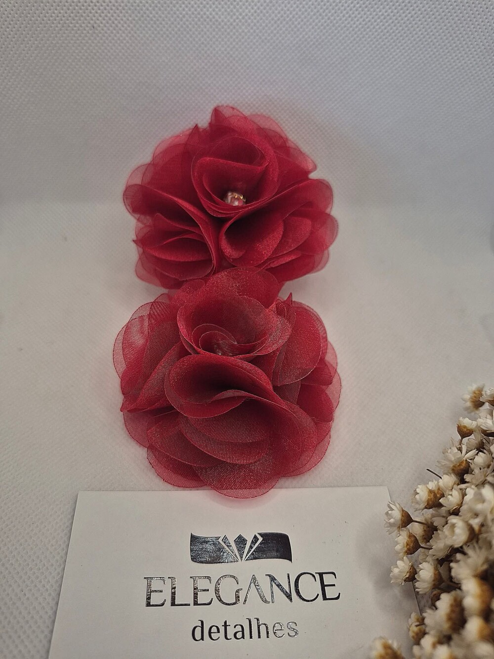 Flor em organza para cabelo de prenda gaúcha