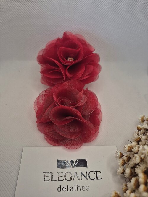 Flor em organza para cabelo de prenda gaúcha