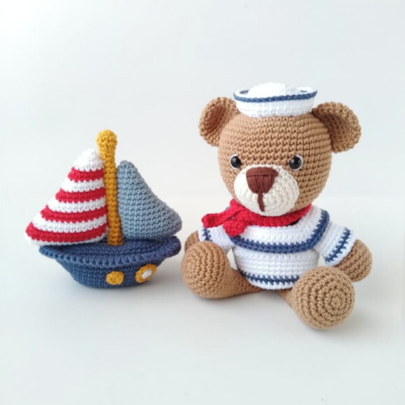 Amigurumi, Ursinho Marinheiro Capitão Bartolomeu + Barquinho