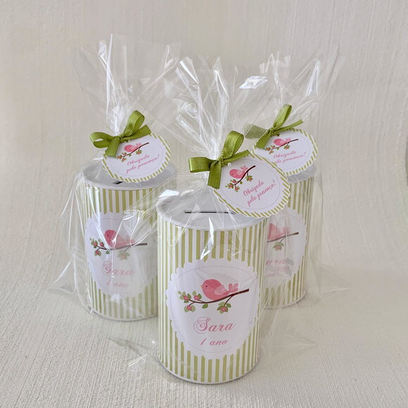 10 Cofrinhos Personalizado Jardim Encantado Passarinho