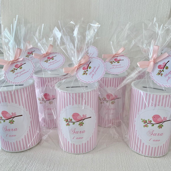 10 Cofrinhos Personalizados Jardim Encantado Passarinho
