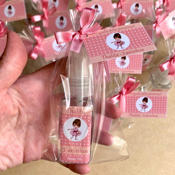 Álcool 70% Spray Lembrancinha aniversário bailarina