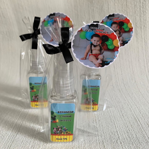 Álcool 70% Spray Lembrancinha aniversário Mickey