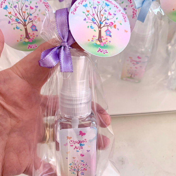 Álcool 70% Spray Lembrancinha maternidade Jardim Encantado