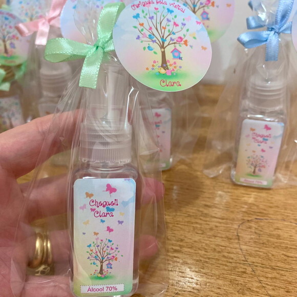 Álcool 70% Spray Lembrancinha maternidade Jardim Encantado