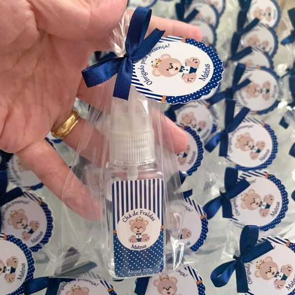 Álcool 70% Spray Lembrancinha maternidade Ursinho príncipe