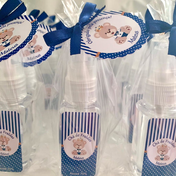 Álcool 70% Spray Lembrancinha maternidade Ursinho príncipe
