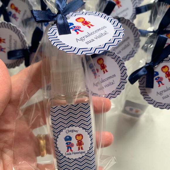 Álcool 70% Spray Lembrancinha maternidade Vingadores