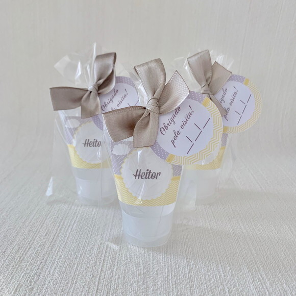 Álcool Gel 70% Lembrancinha Maternidade Chevron Cinza