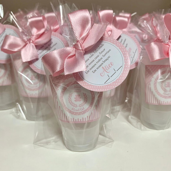 Álcool gel 70% Lembrancinha Maternidade Ursinha princesa