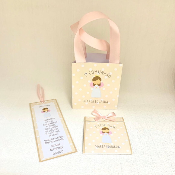 Kit Sacolinha personalizada + Sachê sementinha + marcador