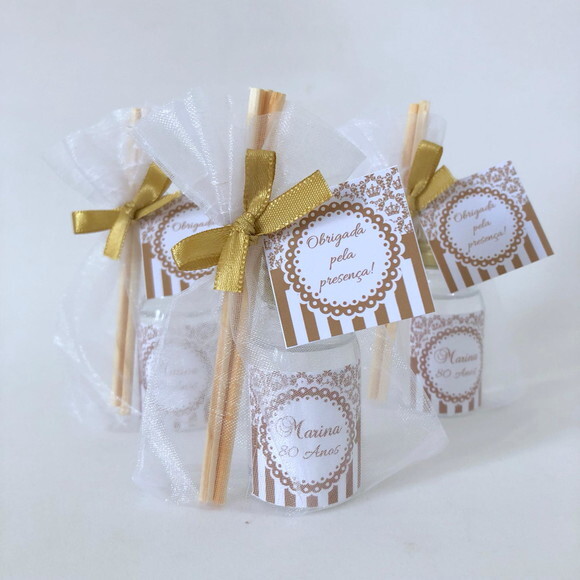 Lembrança 80 Anos Aromatizador Saquinho Organza