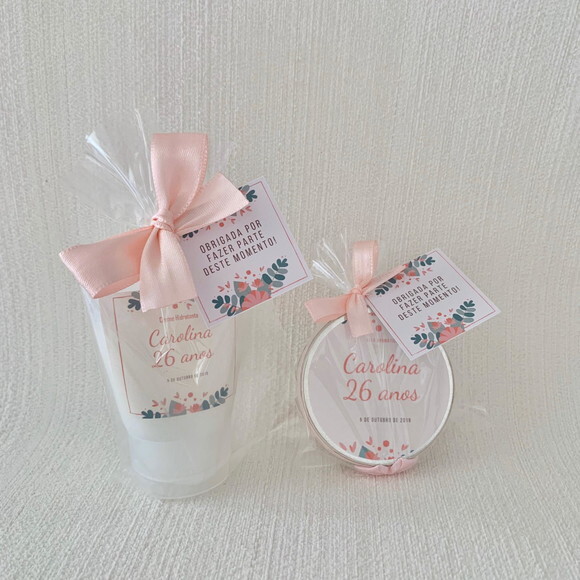 Lembrança aniversário hidratante + vela aromática
