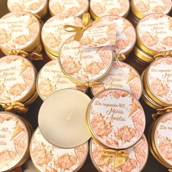 Lembrança aniversário Vela Aromática rosê gold