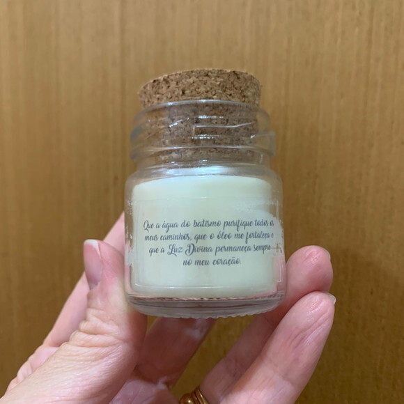 Lembrança Batizado Vela Aromática Vidro c/ Rolha