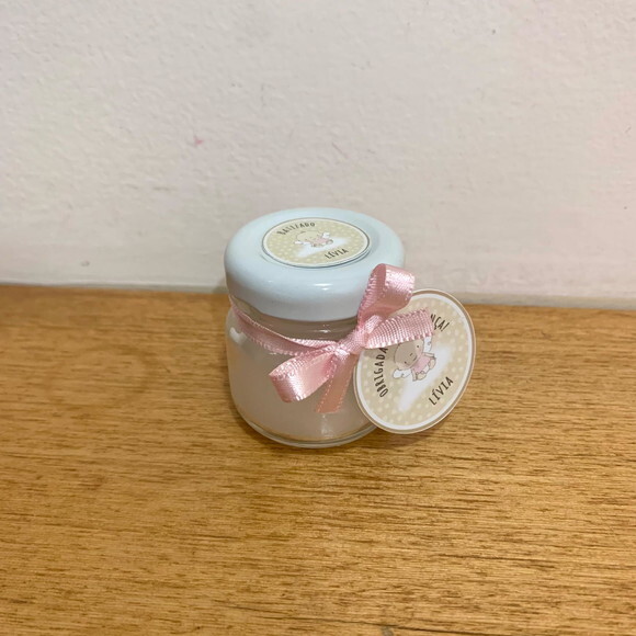 Lembrança Batizado Vela Vegetal Aromática Vidro Anjinha