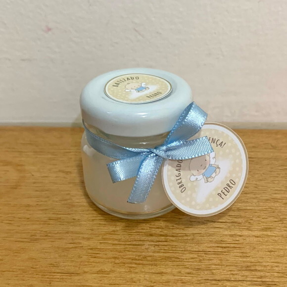Lembrança Batizado Vela Vegetal Aromática Vidro Anjinho