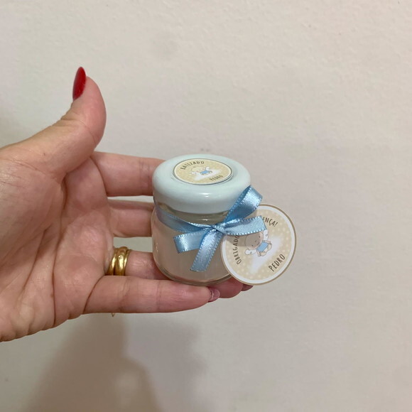 Lembrança Batizado Vela Vegetal Aromática Vidro Anjinho