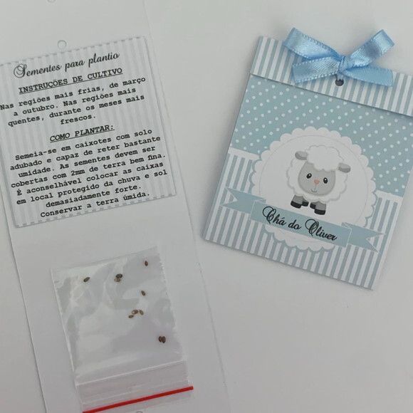 Lembrança Chá de bebê Sachê Sementinha Ovelhinha azul